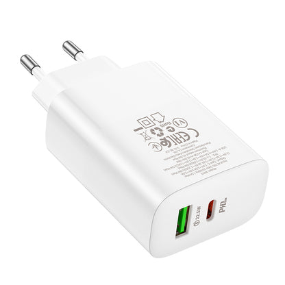 Borofone BN10 Netzwerkladegerät, 65 W, 5 A, 1 x USB-A – 1 x USB-C, Weiß