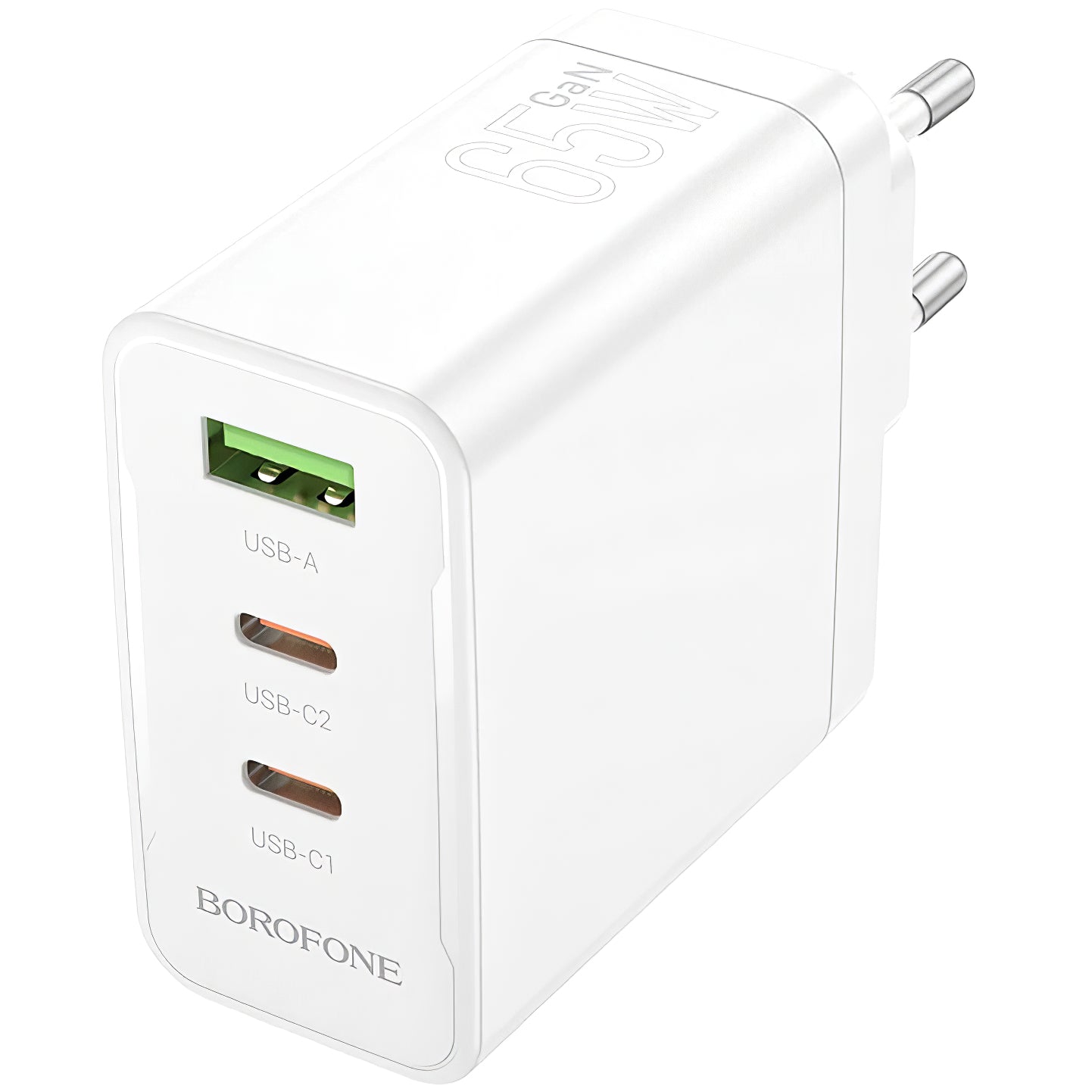 Borofone BN12 Netzwerkladegerät, 65 W, 5 A, 1 x USB-A – 2 x USB-C, Weiß