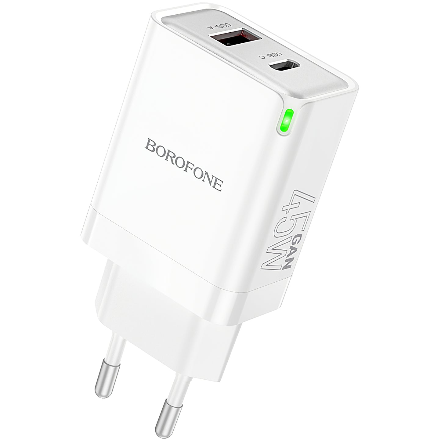 Borofone BN16 Robustes Netzwerkladegerät, 45 W, 3 A, 1 x USB-A – 1 x USB-C, Weiß