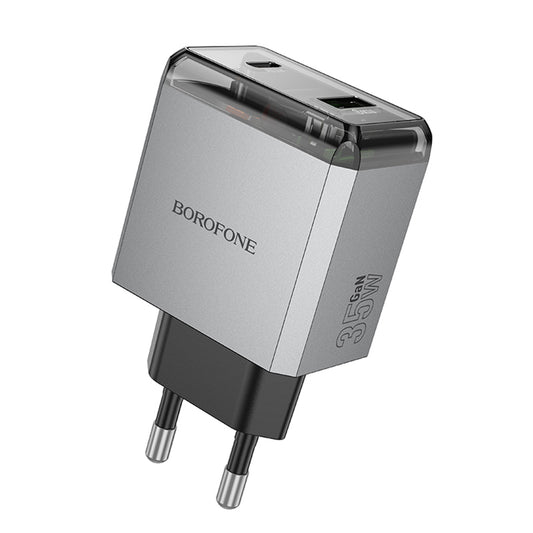 Netzladegerät Borofone BN20 Lena, 35W, 3A, 1 x USB-A - 1 x USB-C, Grau