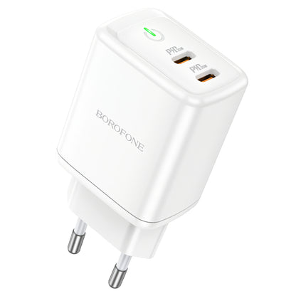 Borofone BN9 Netzwerkladegerät, 35 W, 3 A, 2 x USB-C, Weiß