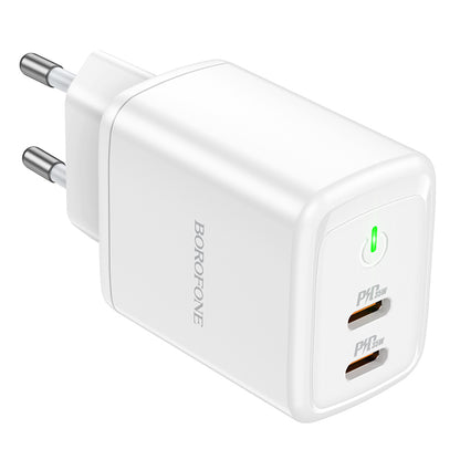 Borofone BN9 Netzwerkladegerät, 35 W, 3 A, 2 x USB-C, Weiß