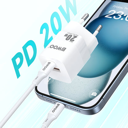 Netzwerkladegerät BWOO BO-CDA156, 20 W, 3 A, 1 x USB-A - 1 x USB-C, Weiß