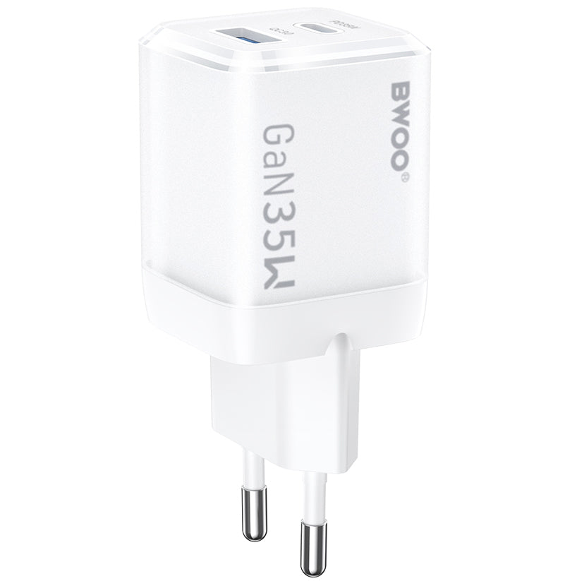 Netzladegerät BWOO CDA222, 35W, 3A, 1 x USB-A - 1 x USB-C, Weiß