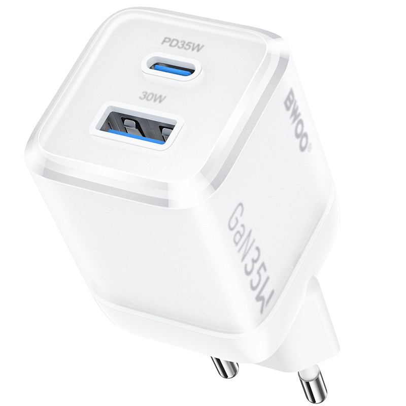 Netzladegerät BWOO CDA222, 35W, 3A, 1 x USB-A - 1 x USB-C, Weiß