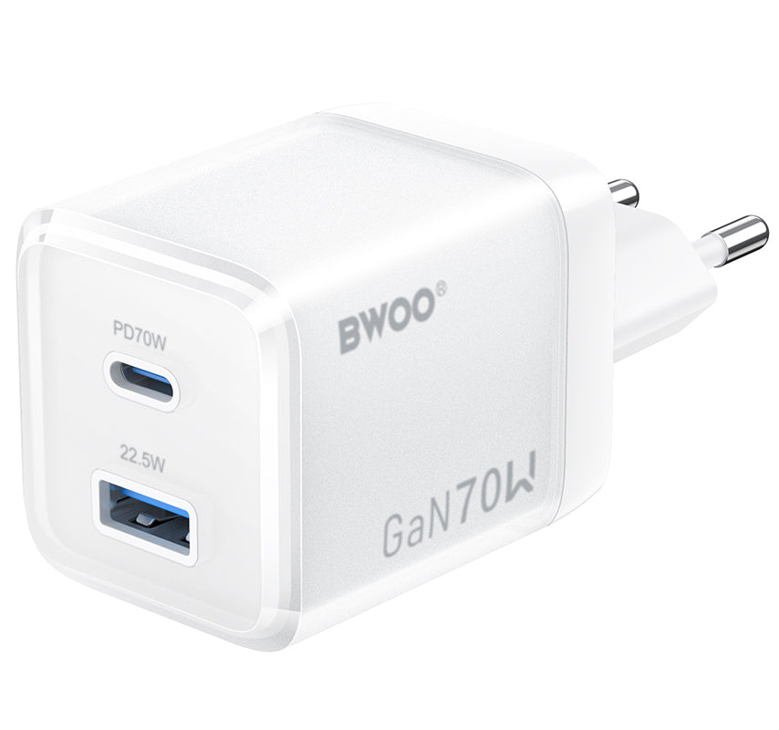 Netzladegerät BWOO CDA224, 70W, 3.25A, 1 x USB-A - 1 x USB-C, Weiß