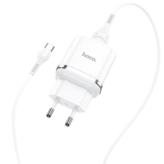 Netzwerk-Ladegerät mit USB-C Kabel HOCO N3, 18W, 3A, 1 x USB-A, Weiß