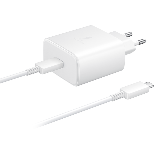 Netzwerkladegerät mit USB-C-Kabel Samsung EP-TA845 + DW767JWE, 45 W, 4,05 A, 1 x USB-C, Weiß GP-PTU020SOFWQ