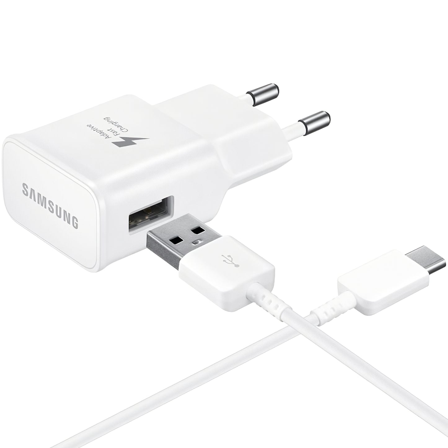 Netzwerkladegerät mit USB-C-Kabel Samsung EP-TA200W + DG970BWE, 15 W, 2 A, 1 x USB-A, Weiß GP-PTU020SOBWQ