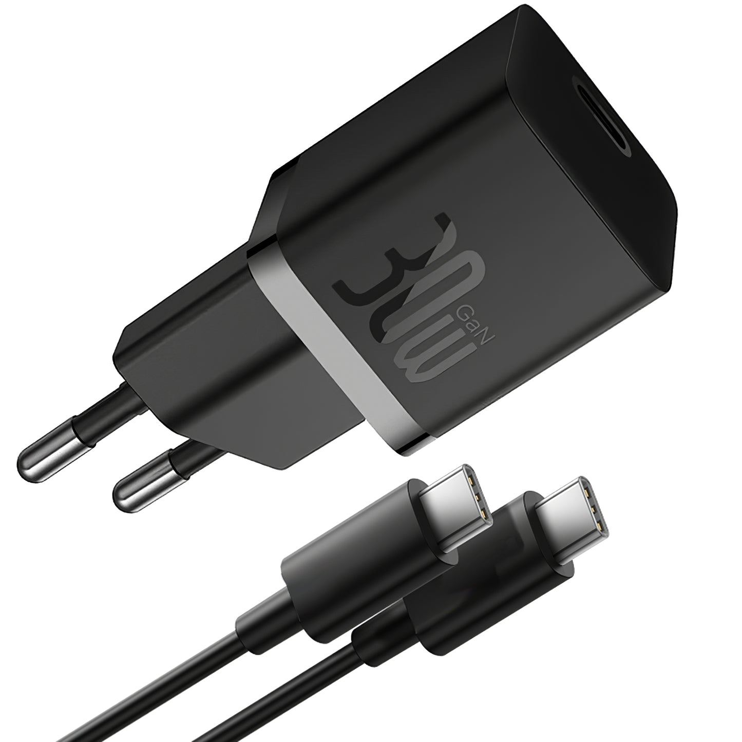 Netzwerkladegerät mit USB-C-Kabel Baseus GaN5S, 30 W, 3 A, 1 x USB-C, Schwarz P10110902113-00