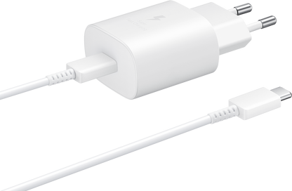 Netzwerkladegerät mit USB-C-Kabel Samsung EP-TA800W + DA705BWE, 25 W, 3 A, 1 x USB-C, Weiß GP-PTU021SOAWQ