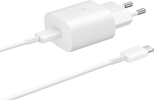 Netzwerkladegerät mit USB-C-Kabel Samsung EP-TA800W + DA705BWE, 25 W, 3 A, 1 x USB-C, Weiß GP-PTU021SOAWQ