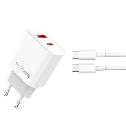 Netzwerkladegerät mit USB-C-Kabel Blue Power BPCE12C, 20 W, 3 A, 1 x USB-A – 1 x USB-C, Weiß