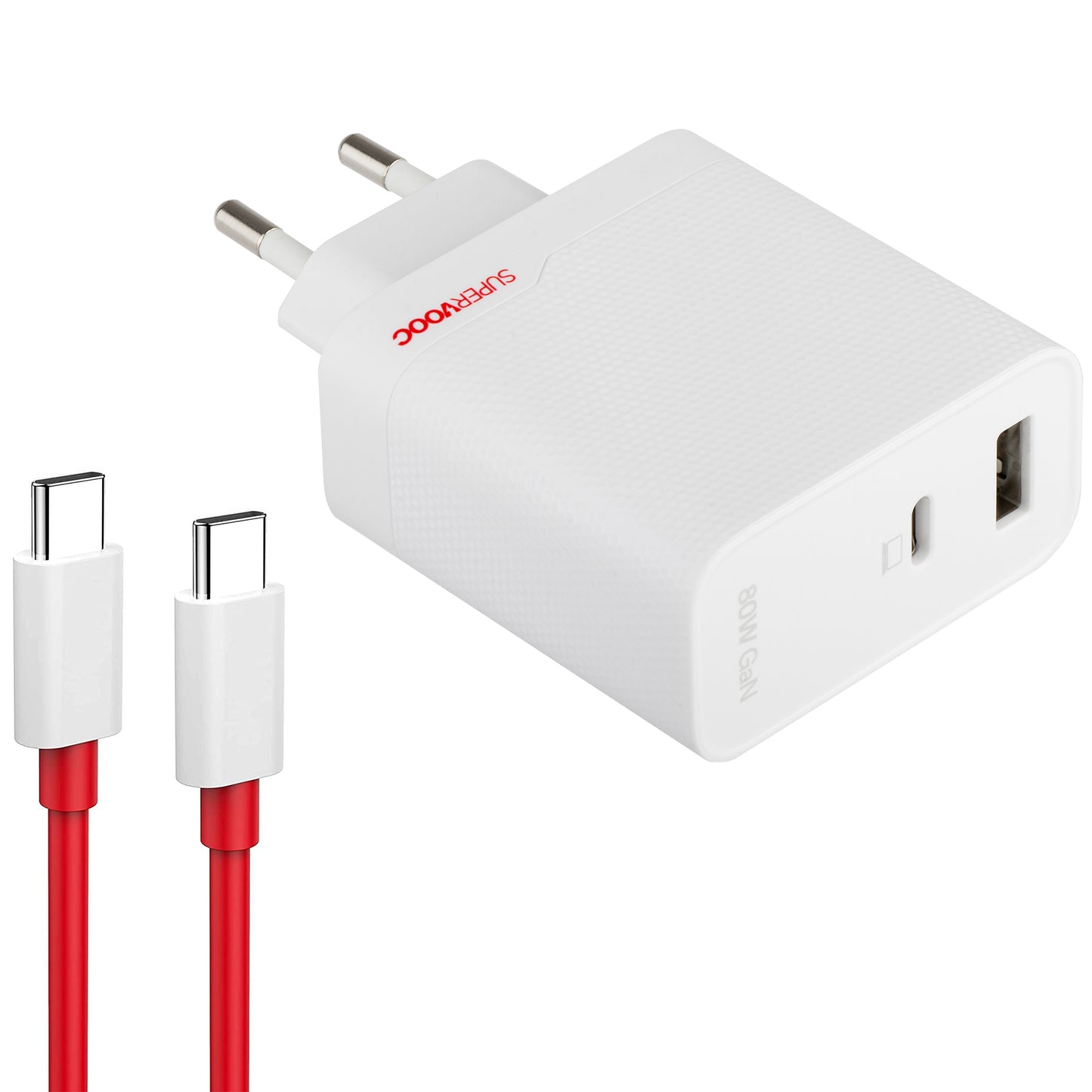 OnePlus Netzladegerät mit USB-C-Kabel, 80W, 7,3A, 1 x USB-A - 1 x USB-C, Weiß 5461100597