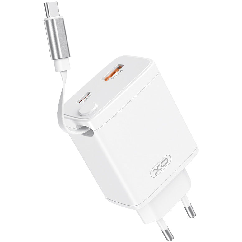 Netzladegerät mit USB-C Kabel XO Design CE31, 30W, 3A, 1 x USB-A - 1 x USB-C, Weiß