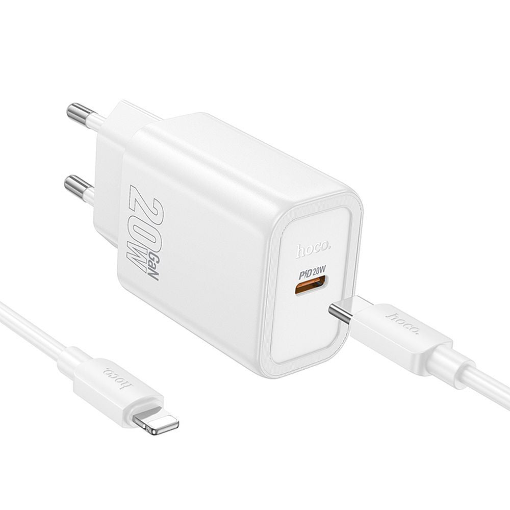Netzladegerät mit Lightning-Kabel HOCO N60, 20W, 3A, 1 x USB-C, Weiß