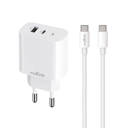 Netzladegerät mit USB-C Kabel MaXlife MXTC-06-20AC, 20W, 3A, 1 x USB-A - 1 x USB-C, Weiß