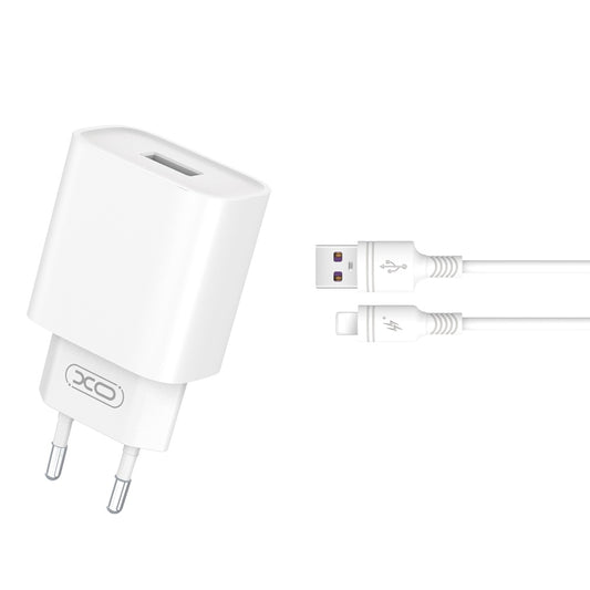 Netzladegerät mit Lightning-Kabel XO Design CE02D, 18W, 3A, 1 x USB-A, Weiß