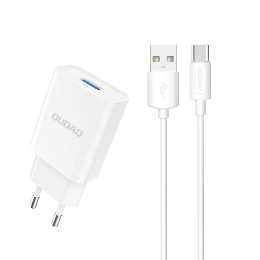 Netzladegerät mit USB-C Kabel Dudao A4EU, 10W, 2.1A, 1 x USB-A, Weiß