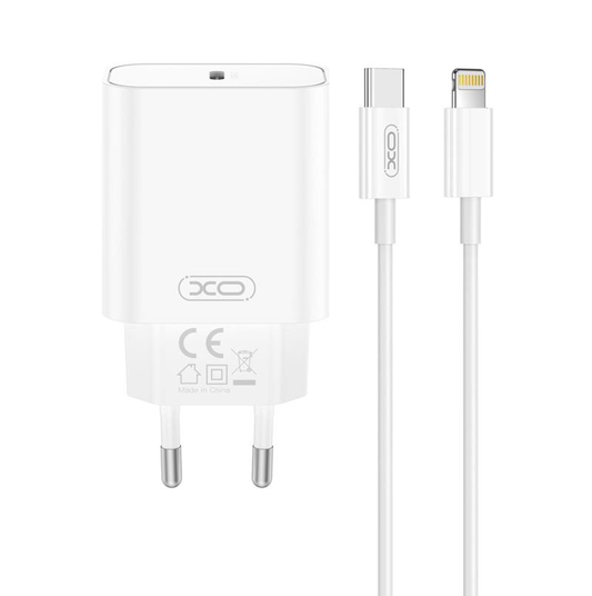 Netzladegerät mit Lightning-Kabel XO Design CE32, 20W, 3A, 1 x USB-C, Weiß