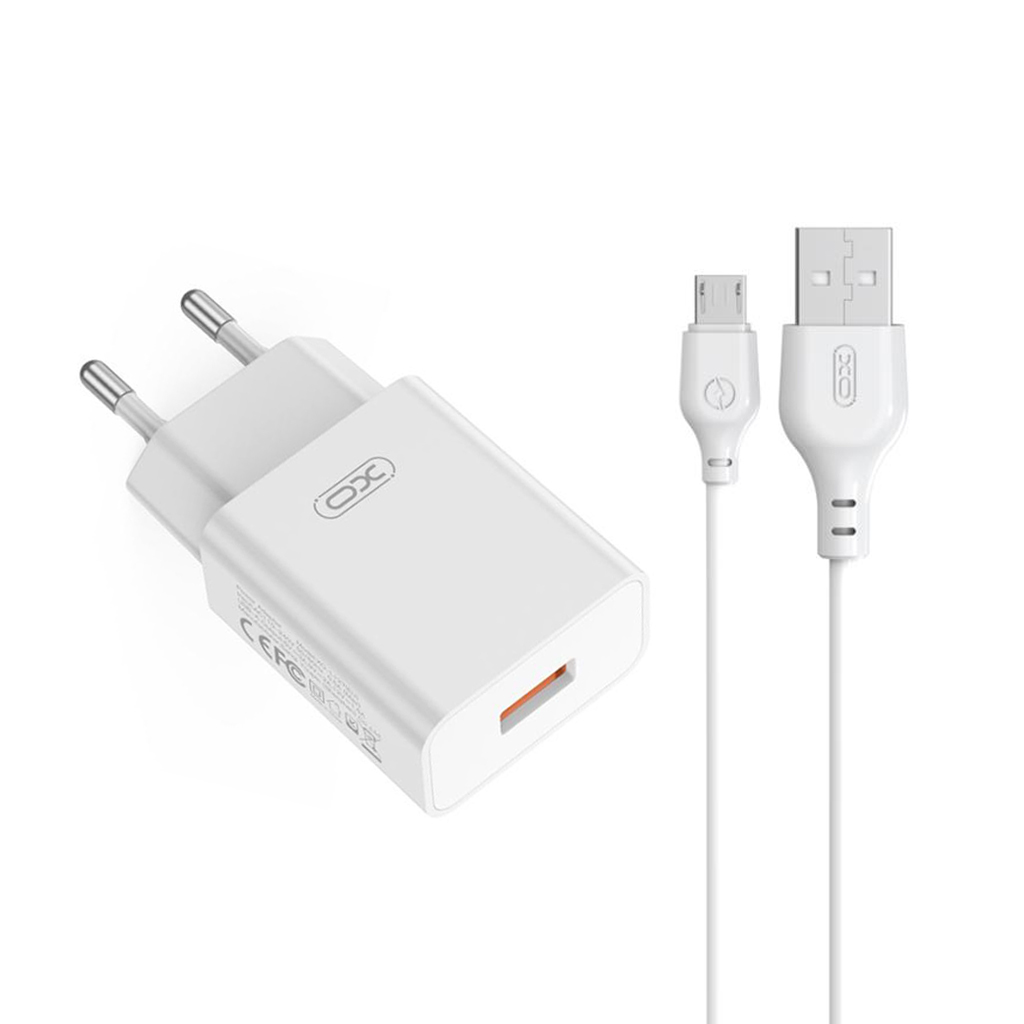 Netzteil mit microUSB-Kabel XO Design L127, 18W, 3A, 1 x USB-A, Weiß