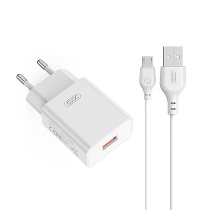 Netzteil mit microUSB-Kabel XO Design L127, 18W, 3A, 1 x USB-A, Weiß
