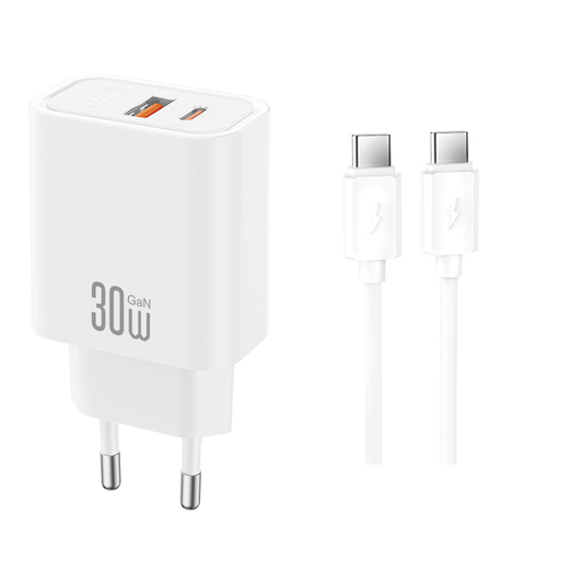 Netzteil mit USB-C-Kabel XO Design CE42, 30W, 3A, 1 x USB-A - 1 x USB-C, Weiß