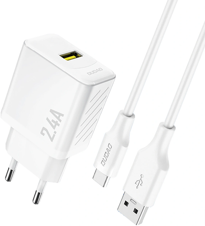 Netzteil mit USB-C-Kabel Dudao A23TEU, 12W, 2,4A, 1 x USB-A, Weiß