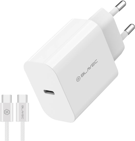 Blavec BC-14 Netzladegerät mit USB-C-Kabel, 30 W, 3 A, 1 × USB-C, Weiß