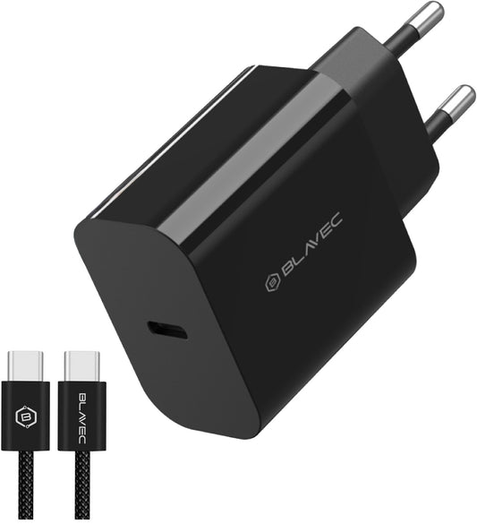 Blavec BC-14 Netzladegerät mit USB-C-Kabel, 30 W, 3 A, 1 × USB-C, Schwarz