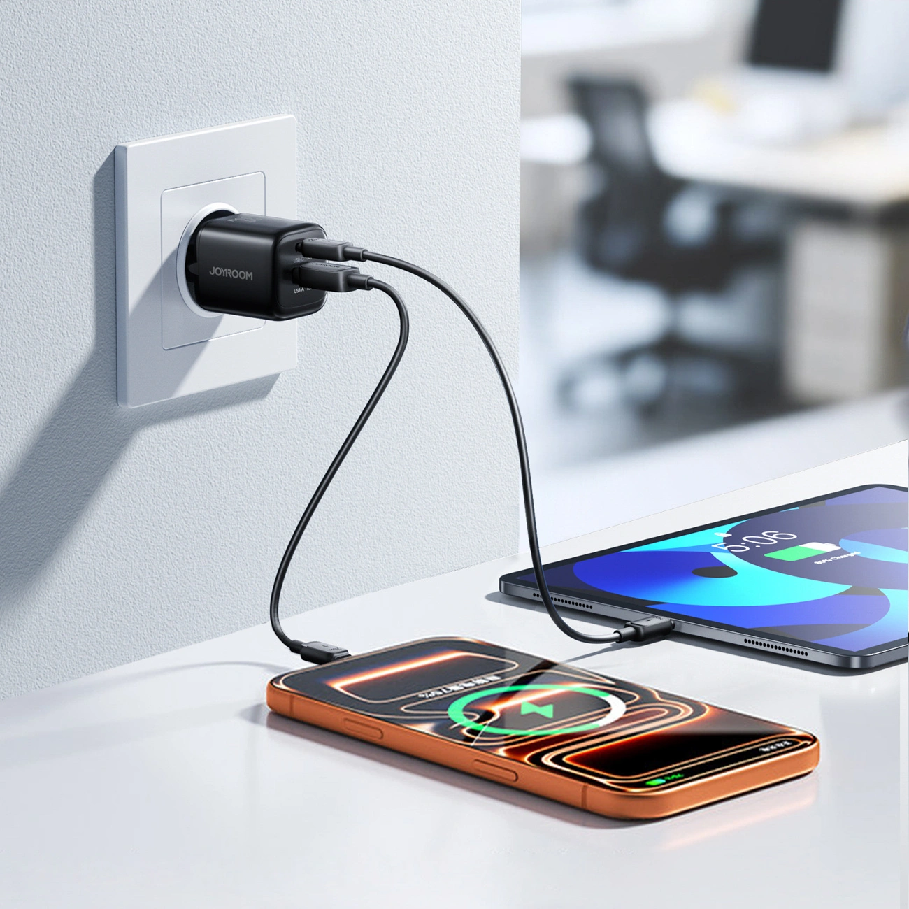 Netzteil mit USB-C-Kabel Joyroom JR-TG7, 33W, 3A, 1 x USB-A - 1 x USB-C, Schwarz