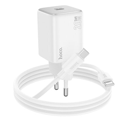 Netzwerkladegerät mit USB-C-Kabel HOCO N40, 20 W, 3 A, 1 x USB-C, Weiß