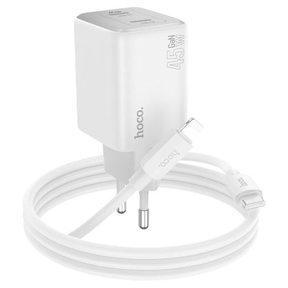 Netzwerkladegerät mit Lightning-Kabel HOCO N42, 45 W, 3 A, 2 x USB-C, Weiß