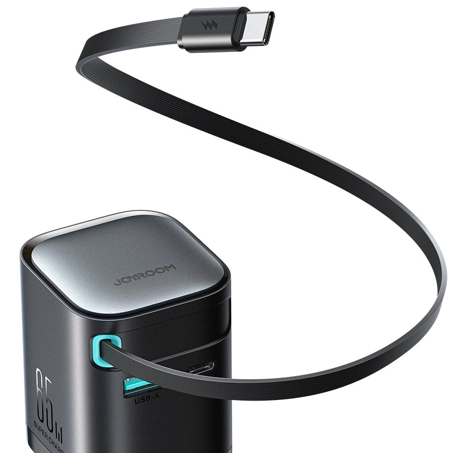 Netzwerkladegerät mit USB-C-Kabel Joyroom JR-TCL02, 65 W, 3 A, 1 x USB-A – 1 x USB-C, Schwarz