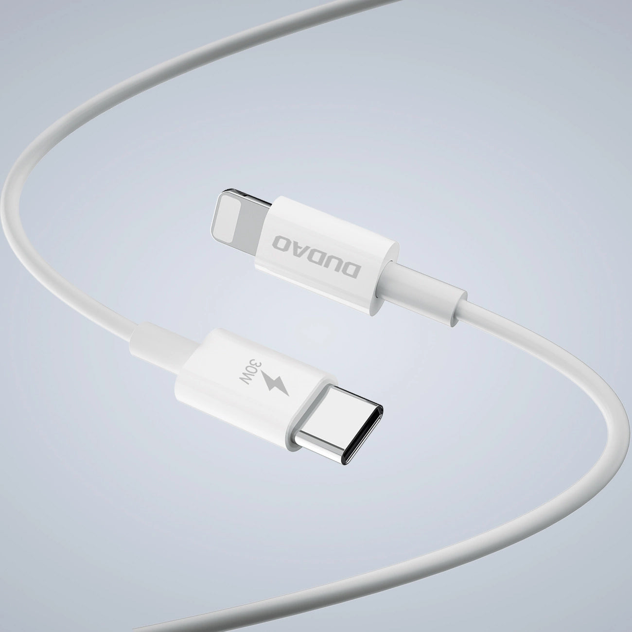 Netzwerkladegerät mit Lightning-Kabel Dudao A30EUL, 30 W, 3 A, 1 x USB-A – 1 x USB-C, Weiß