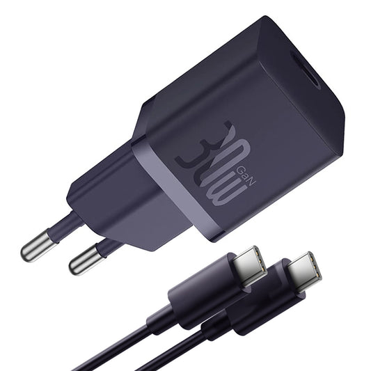 Netzladegerät mit USB-C Kabel Baseus GaN Mini 1C, 30W, 3A, 1 x USB-C, Lila P10110902523-00