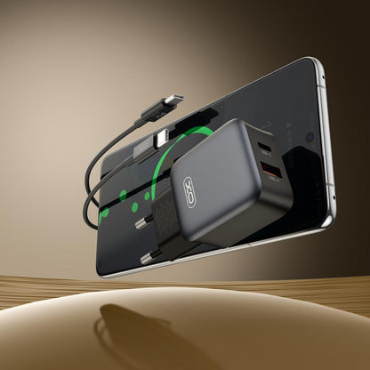 Netzladegerät mit USB-C Kabel XO Design L156, 30W, 3A, 1 x USB-A - 1 x USB-C, Schwarz
