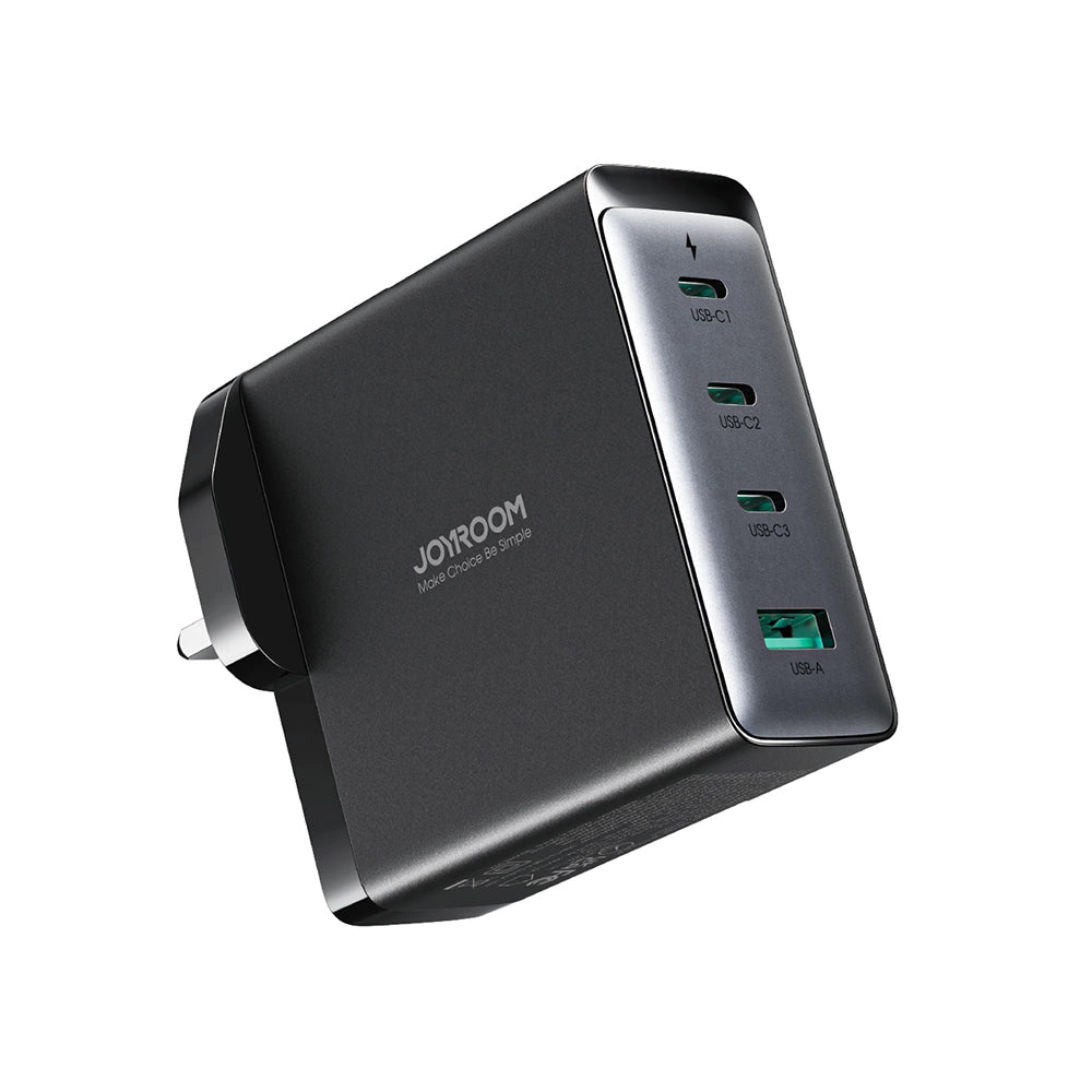 Netzladegerät mit USB-C Kabel Joyroom JR-TCG05UK, 140W, 5A, 1 x USB-A - 3 x USB-C, UK, Schwarz