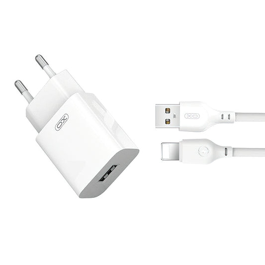 Netzladegerät mit Lightning-Kabel XO Design L99, 12W, 2.4A, 1 x USB-A, Weiß