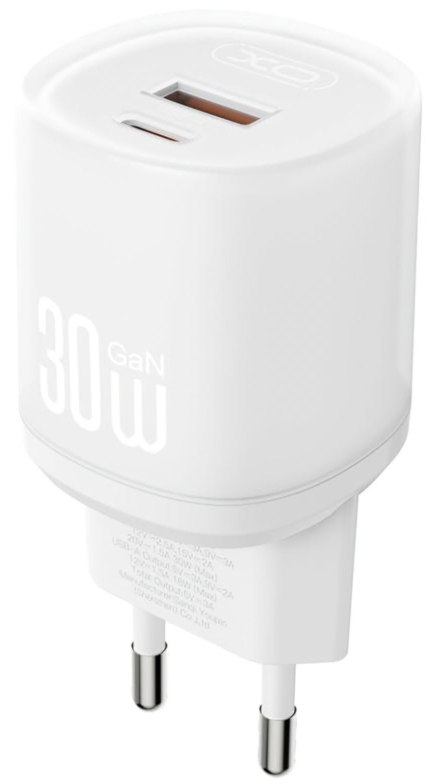 Netzladegerät mit USB-C Kabel XO Design L151, 30W, 3A, 1 x USB-A - 1 x USB-C, Weiß