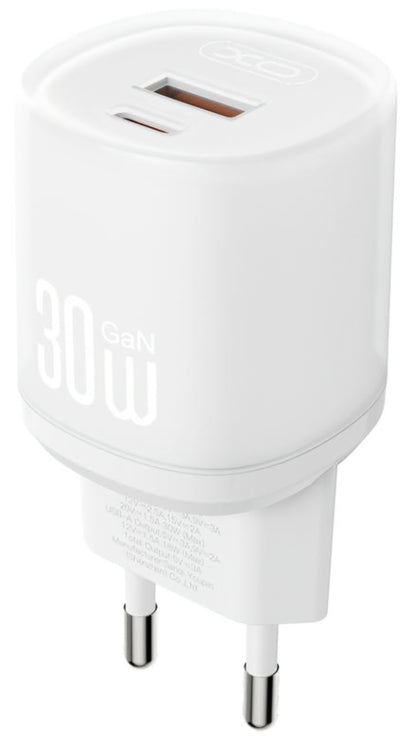 Netzladegerät mit USB-C Kabel XO Design L151, 30W, 3A, 1 x USB-A - 1 x USB-C, Weiß