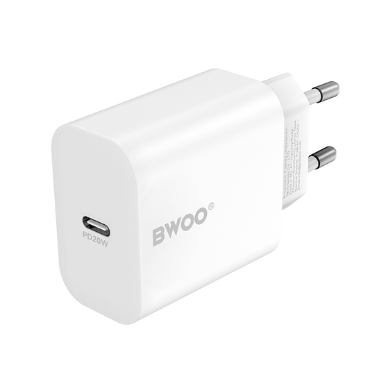 Netzladegerät mit USB-C Kabel BWOO CDA233, 20W, 3A, 1 x USB-C, Weiß