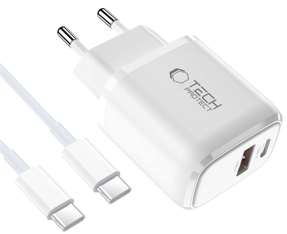 Netzteil mit USB-C-Kabel Tech-Protect NCA20, 20W, 3A, 1 x USB-A - 1 x USB-C, Weiß