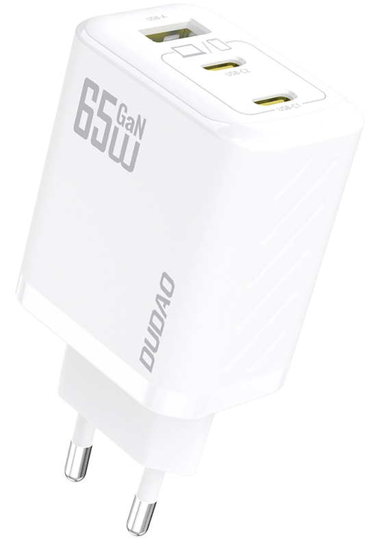 Netzteil mit USB-C-Kabel Dudao A29C, 65W, 3,25A, 1 x USB-A - 2 x USB-C, Weiß
