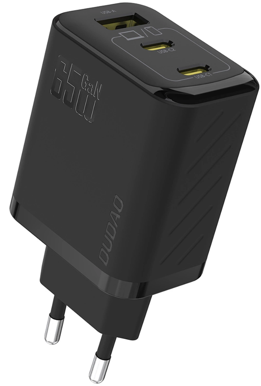 Netzteil mit USB-C-Kabel Dudao A29C, 65W, 3,25A, 1 x USB-A - 2 x USB-C, Schwarz