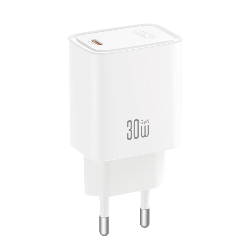 XO Design CE53 Mains Charger with USB-C Cable, 30W, 3A, 1 x USB-C, White