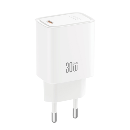 XO Design CE53 Mains Charger with USB-C Cable, 30W, 3A, 1 x USB-C, White