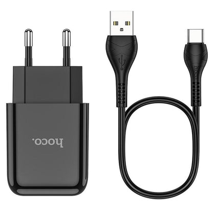 Network Charger with USB-C Cable HOCO N2, 10W, 2A, 1 x USB-A, Black