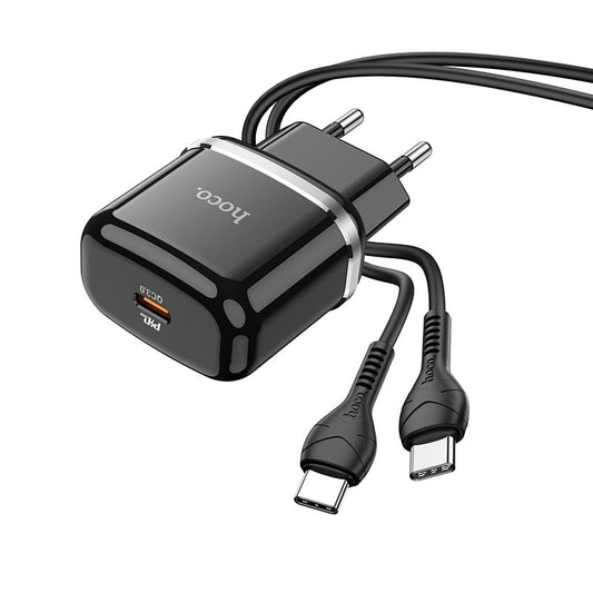 Netzwerkladegerät mit USB-C-Kabel HOCO Victorious N24, 20 W, 3 A, 1 x USB-C, Schwarz