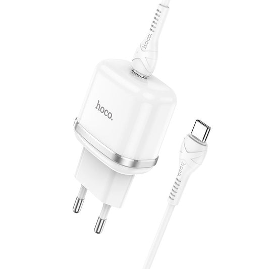 Netzwerkladegerät mit USB-C-Kabel HOCO Victorious N24, 20 W, 3 A, 1 x USB-C, Weiß